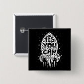 Ja, je kunt Rocketship Vierkante Button 5,1 Cm (Voorkant /achterkant)