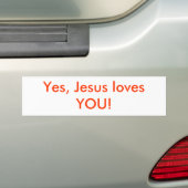 Ja, Jezus houdt van je! Bumpersticker (Op auto)