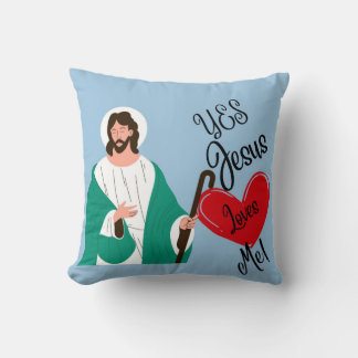 "Ja, Jezus houdt van mij" Lichtblauwe Worpkussen Kussen