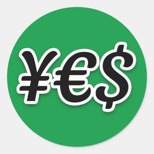 JA | ¥ € $ — Klassieke ronde Sticker (Voorkant)