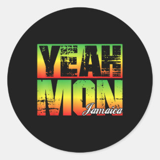 Ja Ma Retro Jamaica Vlag Jamaicaanse Souvenir Fun Ronde Sticker
