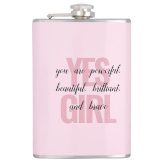 Ja Meisje Je bent een mooie Motivatie meisje Print Heupfles