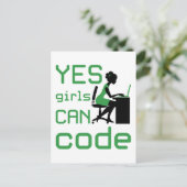 Ja meisjes kunnen een vrouwelijke programmeur code briefkaart (Staand voorkant)