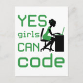 Ja meisjes kunnen een vrouwelijke programmeur code briefkaart (Voorkant)
