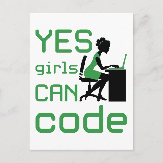 Ja meisjes kunnen een vrouwelijke programmeur code briefkaart (Voorkant)