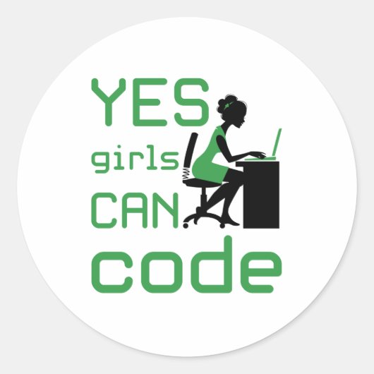 Ja meisjes kunnen een vrouwelijke programmeur code ronde sticker (Voorkant)