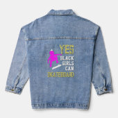 JA MEISJES KUNNEN SKATEBOARD Afro Skater Meisje Denim Jacket (Achterkant)