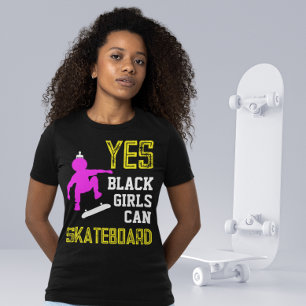 JA MEISJES KUNNEN SKATEBOARD Afro Skater Meisje T-shirt