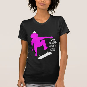 JA MEISJES KUNNEN SKATEBOARD Zwart Skater Meisje T-shirt