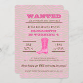 Ja! Roze Cowgirl Uitnodiging (Voorkant / Achterkant)