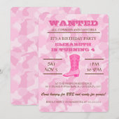 Ja! Roze Cowgirl Uitnodiging (Voorkant / Achterkant)