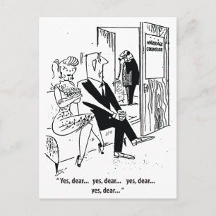 Ja schat, humor voor huwelijksadviseur, vintage briefkaart