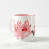 JA! Schattigee Cartoon Pigs Mok (Voorkant links)