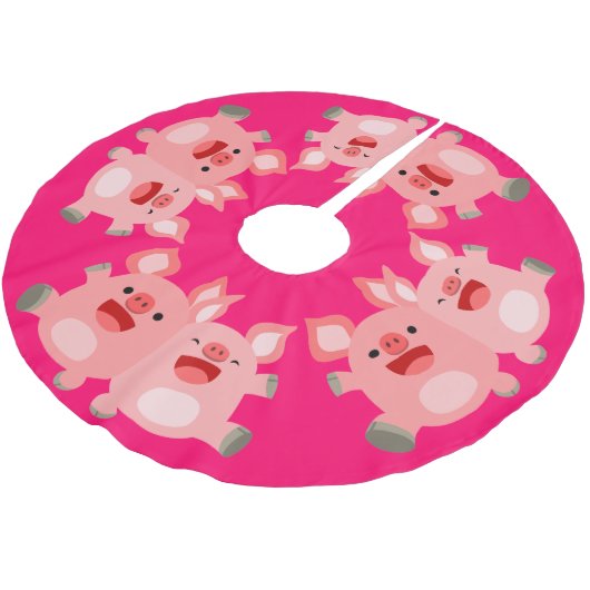 JA! Schattigee Cartoon Pigs Tree Rok Kerstboom Rok (Gekanteld)