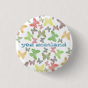 Ja Scotland Retro Butterflies Button Badge