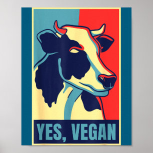 Ja Vegan Koe Obama Hoop Stijl Plantaardig Ethisch Poster