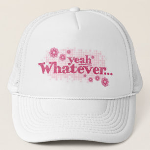 Ja, wat dan ook... rood roze pet. trucker pet