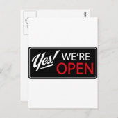 Ja, we zijn open! briefkaart (Voorkant / Achterkant)