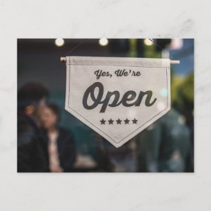 Ja, we zijn open teken typografisch Afbeelding Wor Briefkaart