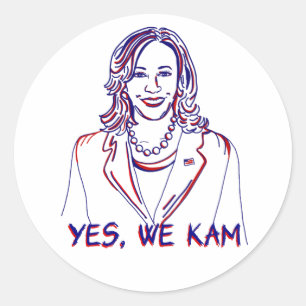 Ja, wij Kam! Verkiezingen Kamala Harris 2024 Ronde Sticker