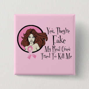 Ja, ze zijn bang voor Brunette Breast Cancer Survi Vierkante Button 5,1 Cm
