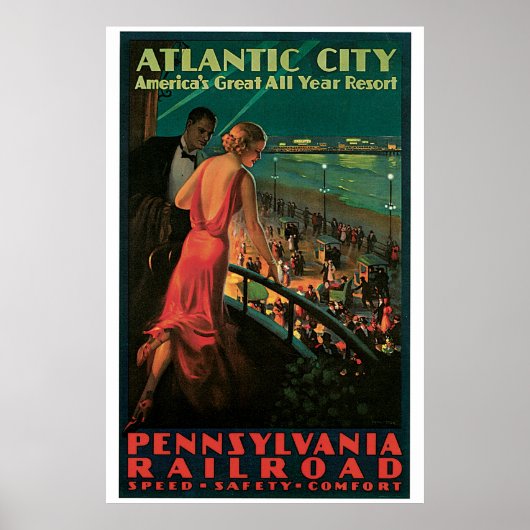  jaar 1930s Atlantic City Travel en Poster (Voorkant)