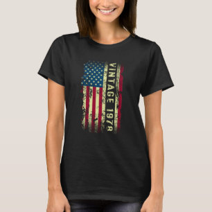 jaar 1978 Amerikaanse vlag 45 jaar oud 45e geboor T-shirt