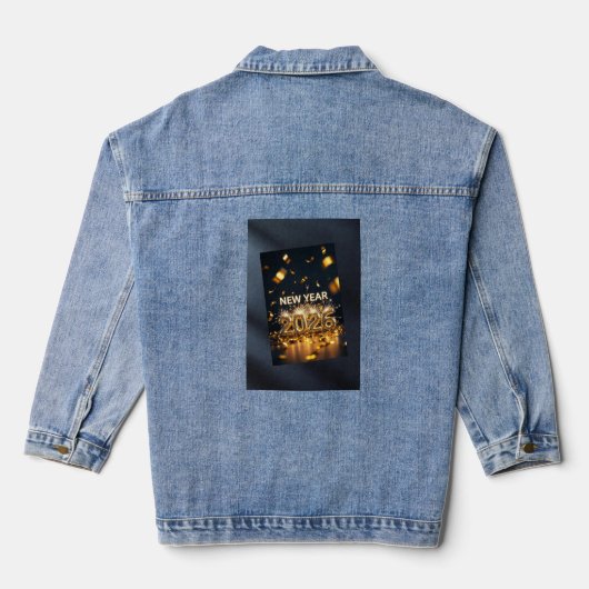 Jaar 2026 Denim Jas - Aangepaste Viering Jacket (Achterkant)