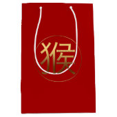 Jaar 2028 Goudreliëfsymbool M Gift Bag Medium Cadeauzakje (Voorkant)