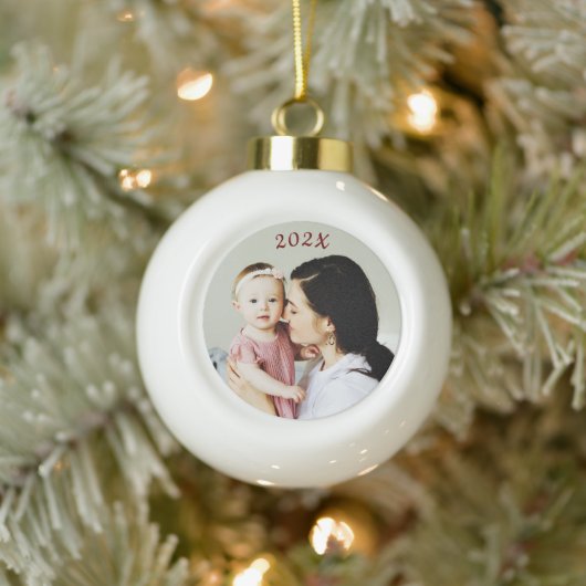 Jaar Datum Foto Gift Keramische Bal Ornament (Boom)