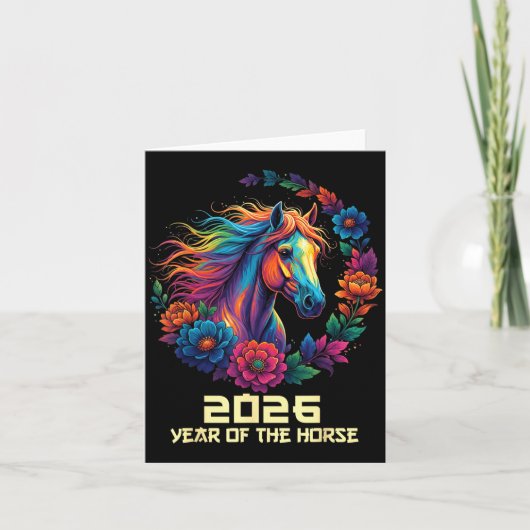 Jaar Het Paard Gelukkig Chinees 1 Kaart (Voorkant)