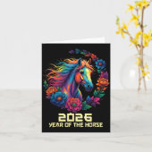 Jaar Het Paard Gelukkig Chinees 1 Kaart (Gele Bloem)
