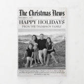 Jaar in de Review Kerstkrant Familiefoto Drieluik Wenskaart (Cover)