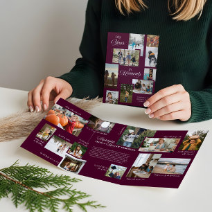 Jaar in Momenten Familie Fotocollage Kerstmis Drieluik Wenskaart