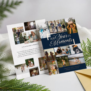 Jaar in Momenten Familie Fotocollage Kerstmis Folie Feestdagenkaart