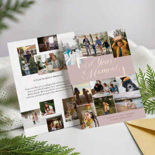 Jaar in Momenten Familie Fotocollage Kerstmis Folie Feestdagenkaart
