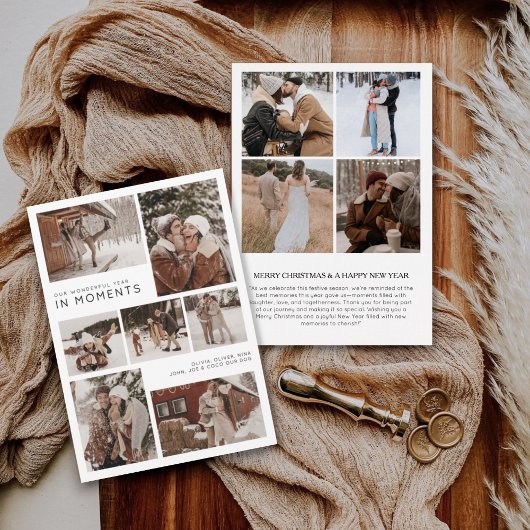 Jaar in momenten Familiefoto collage Kerstmis Feestdagenkaart