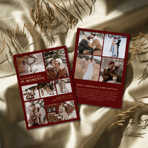 Jaar in momenten Familiefoto collage Kerstmis Folie Feestdagenkaart