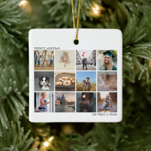 Jaar in Review Foto Collage Family Kerstmis Keramisch Ornament