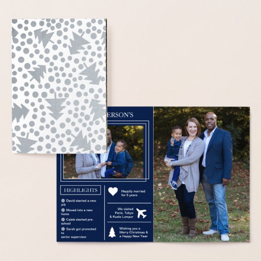 Jaar in Review | Kerstfotofeestdag Folie Kaarten (Display)
