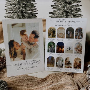 Jaar In Review Moderne Familiefoto Kerst Kaart