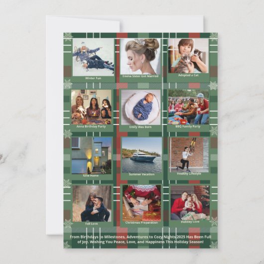 Jaar in Review Multi Photo Modern Vrolijk Kerstfee Kaart (Achterkant)