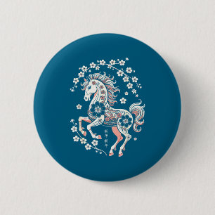 Jaar Maan Gelukkig Chinees Paard 1 Ronde Button 5,7 Cm
