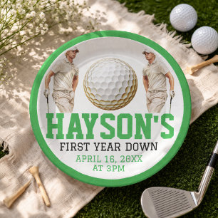 Jaar Neer, Golf Aan! 1e Verjaardagsfeestje Papieren Bordje