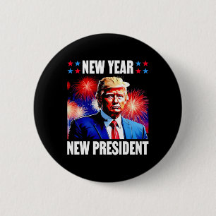Jaar Nieuw President Trump 2024 Ronde Button 5,7 Cm