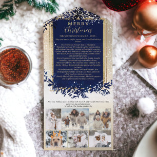 Jaar review goud navy Merry Christmas 6 foto's All In One Uitnodiging
