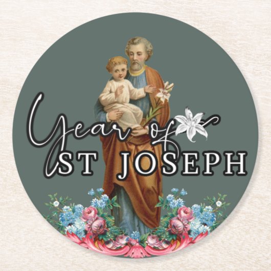 JAAR ST. JOSEPH CATHOLIC RELIGIOUS RONDE KARTONNEN ONDERZETTER (Voorkant)