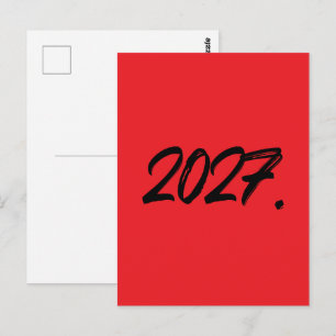 Jaar Van 2027 Verf Inkt Kwast Typografie Briefkaart