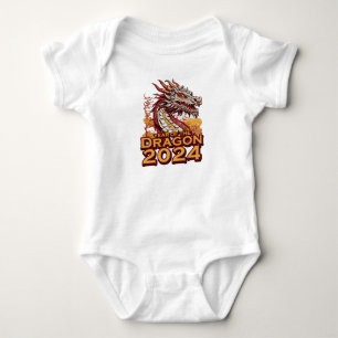 Jaar van de draak 2024 baby bodysuit, Dragon Romper