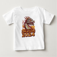 Jaar van de draak 2024 baby witte Shirten, Dragon